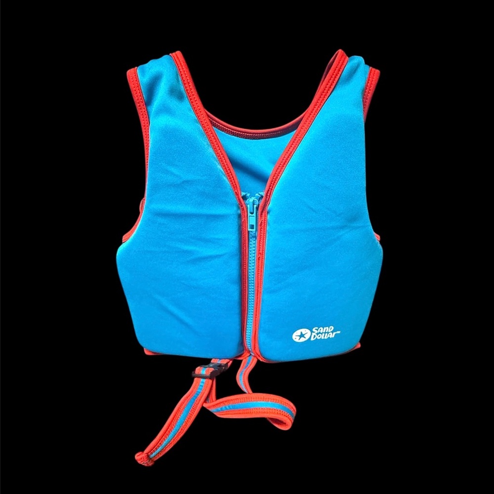Sand Dollar Kids Life Jacket Blue Zipper Adjustable Strap Safety 4-6 Years